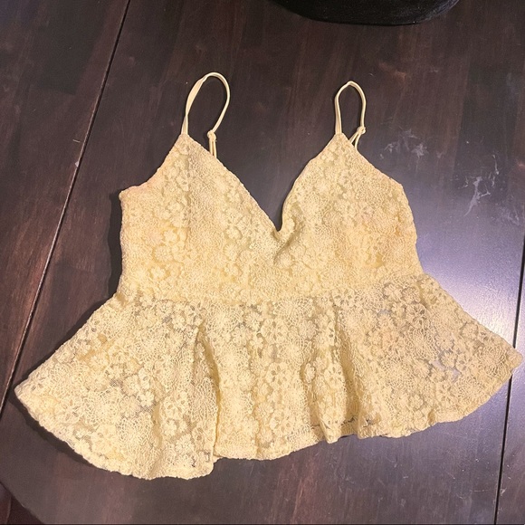 Guess YELLOW lace up camisole XS - Picture 1 of 6